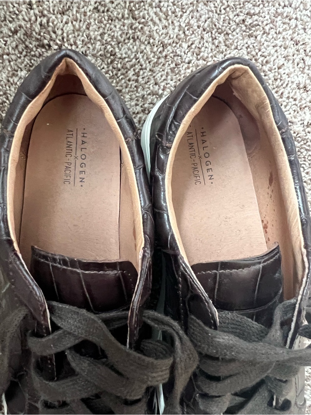 Halogen Women’s Platform Dark Brown Croc-Embossed Leather Sneakers - Picture 6 of 6